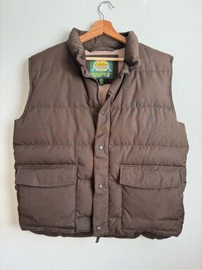 Vintage 90s Cabela's Premier Northern Goose Down Puffer Vest Brown